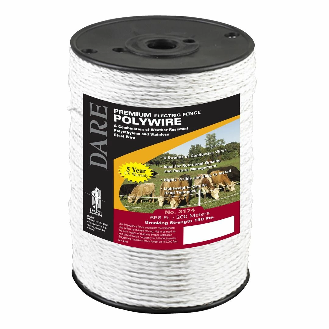 Promo ๐ Dare Premium Electric Fence Polywire, 656 FT, 3174 ๐งจ 1 Promo ๐ Dare Premium Electric Fence Polywire, 656 FT, 3174 ๐งจ