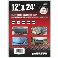 Promo 👍 Erickson Heavy-Grade Poly Tarp, Silver, 57018, 12 FT x 24 FT 👍