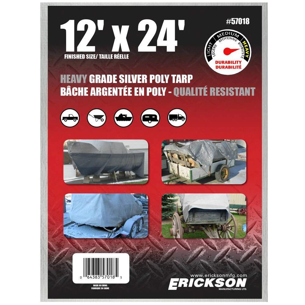 Promo 👍 Erickson Heavy-Grade Poly Tarp, Silver, 57018, 12 FT x 24 FT 👍 1 Promo 👍 Erickson Heavy-Grade Poly Tarp, Silver, 57018, 12 FT x 24 FT 👍