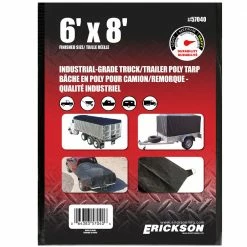 Deals 🎉 Erickson Industrial-Grade Truck / Trailer Poly Tarp, Black, 57040, 6 FT x 8 FT ✨
