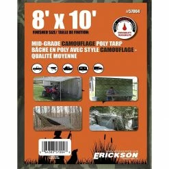 Budget 👍 Erickson Mid-Grade Poly Tarp, Camo, 57004, 8 FT x 10 FT ⭐