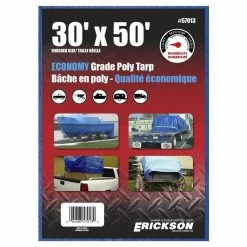 Flash Sale ✨ Erickson Economy Grade Poly Tarp, Blue, 57013, 30 FT x 50 FT ⭐