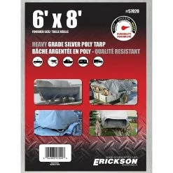 Promo 🔔 Erickson Heavy-Grade Poly Tarp, Silver, 57020, 6 FT x 8 FT ✔️