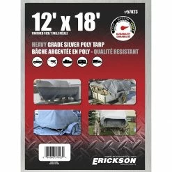 Budget ⌛ Erickson Heavy-Grade Poly Tarp, Silver, 57023, 12 FT x 18 FT 🥰