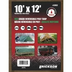 Discount 🤩 Erickson Mid-Grade Reversible Poly Tarp, Brown / Green, 57032, 10 FT x 12 FT 🎁
