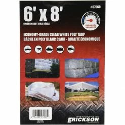 Deals ✨ Erickson Economy Grade Poly Tarp, Clear / White, 57060, 6 FT x 8 FT ✔️