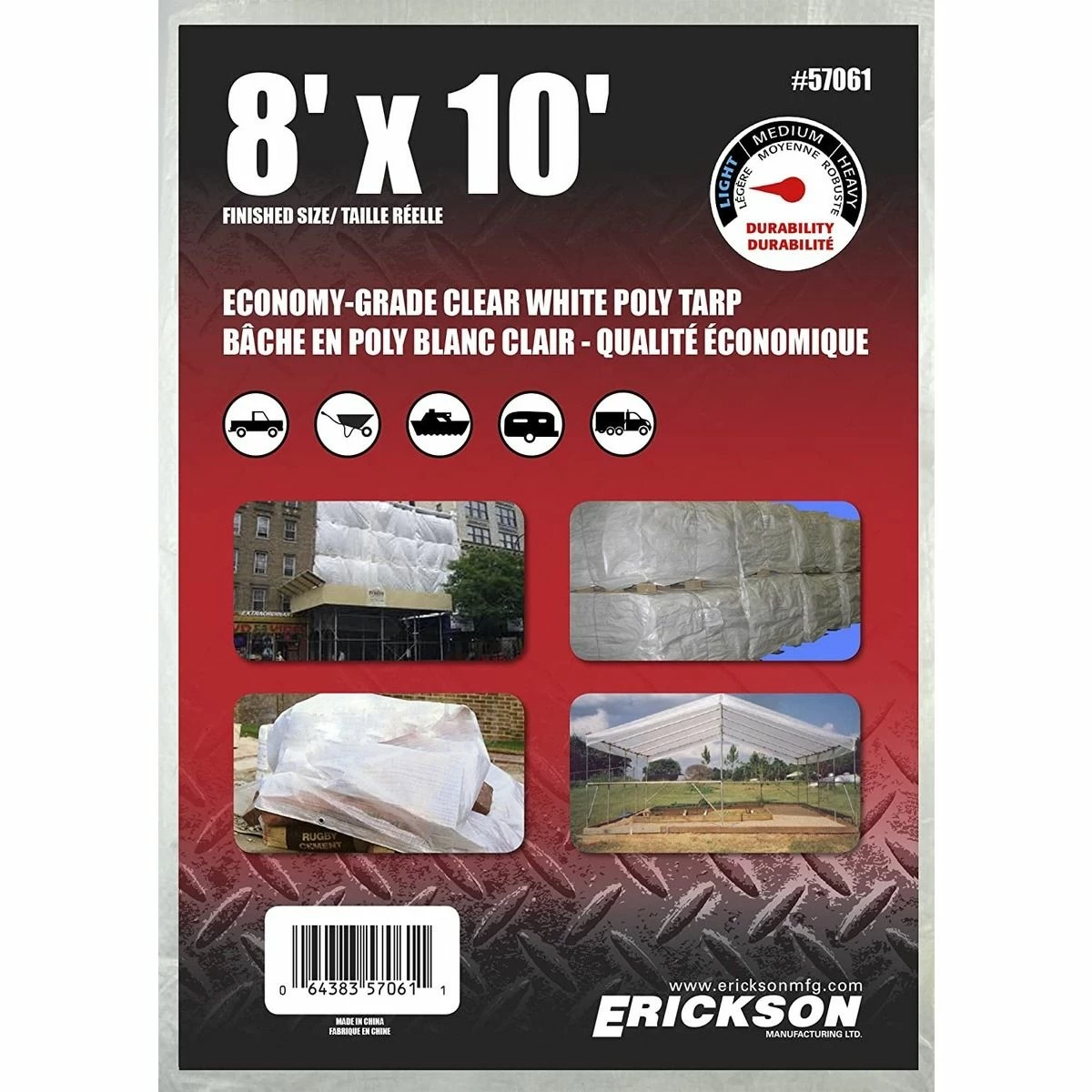 Top 10 ✨ Erickson Economy Grade Poly Tarp, Clear / White, 57061, 8 FT x 10 FT ✔️ 1 Top 10 ✨ Erickson Economy Grade Poly Tarp, Clear / White, 57061, 8 FT x 10 FT ✔️