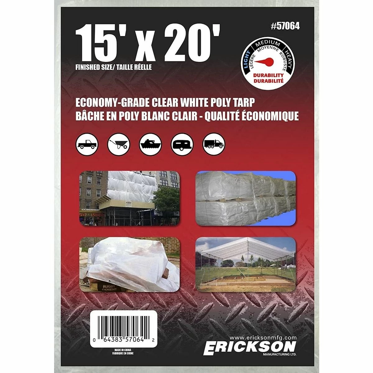New ๐คฉ Erickson Economy Grade Poly Tarp, Clear / White, 57064, 15 FT x 20 FT ๐ 1 New ๐คฉ Erickson Economy Grade Poly Tarp, Clear / White, 57064, 15 FT x 20 FT ๐